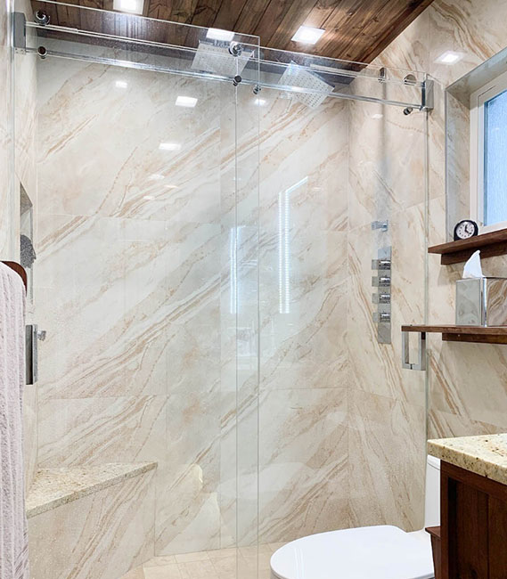 Sliding Glass Shower Doors Bathroom, Frameless Double Bypass Sliding Shower Doors