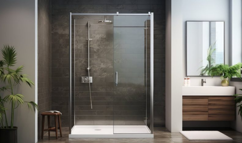 beautiful modern bathroom with glass shower